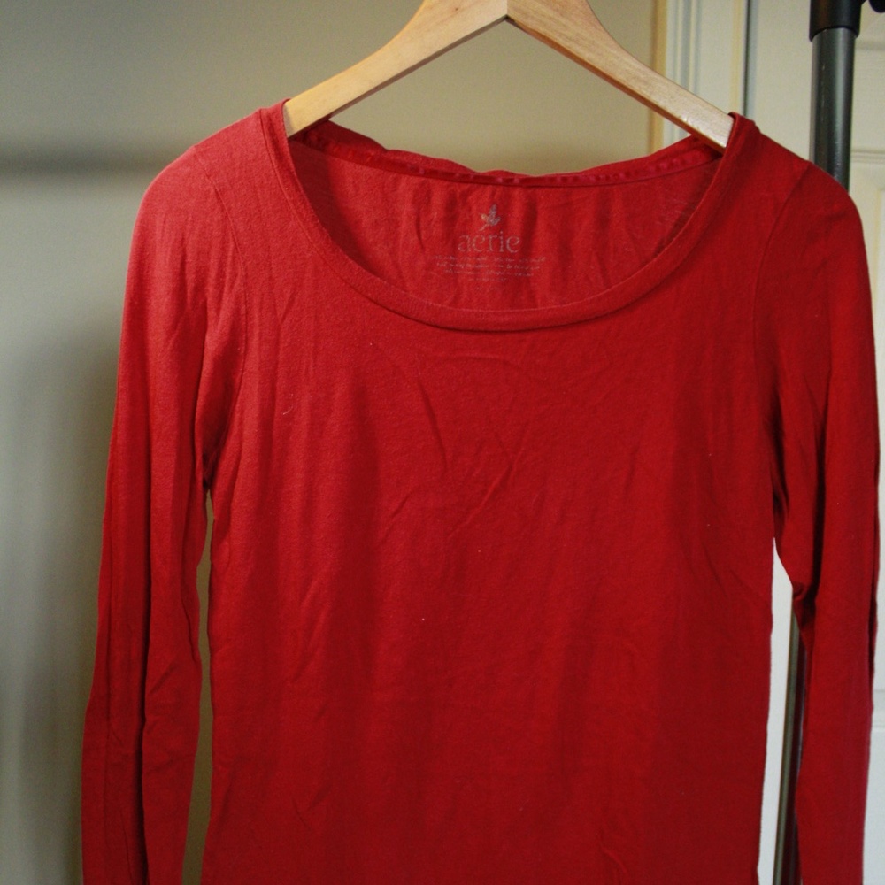 Aerie Red Long Sleeve Tee